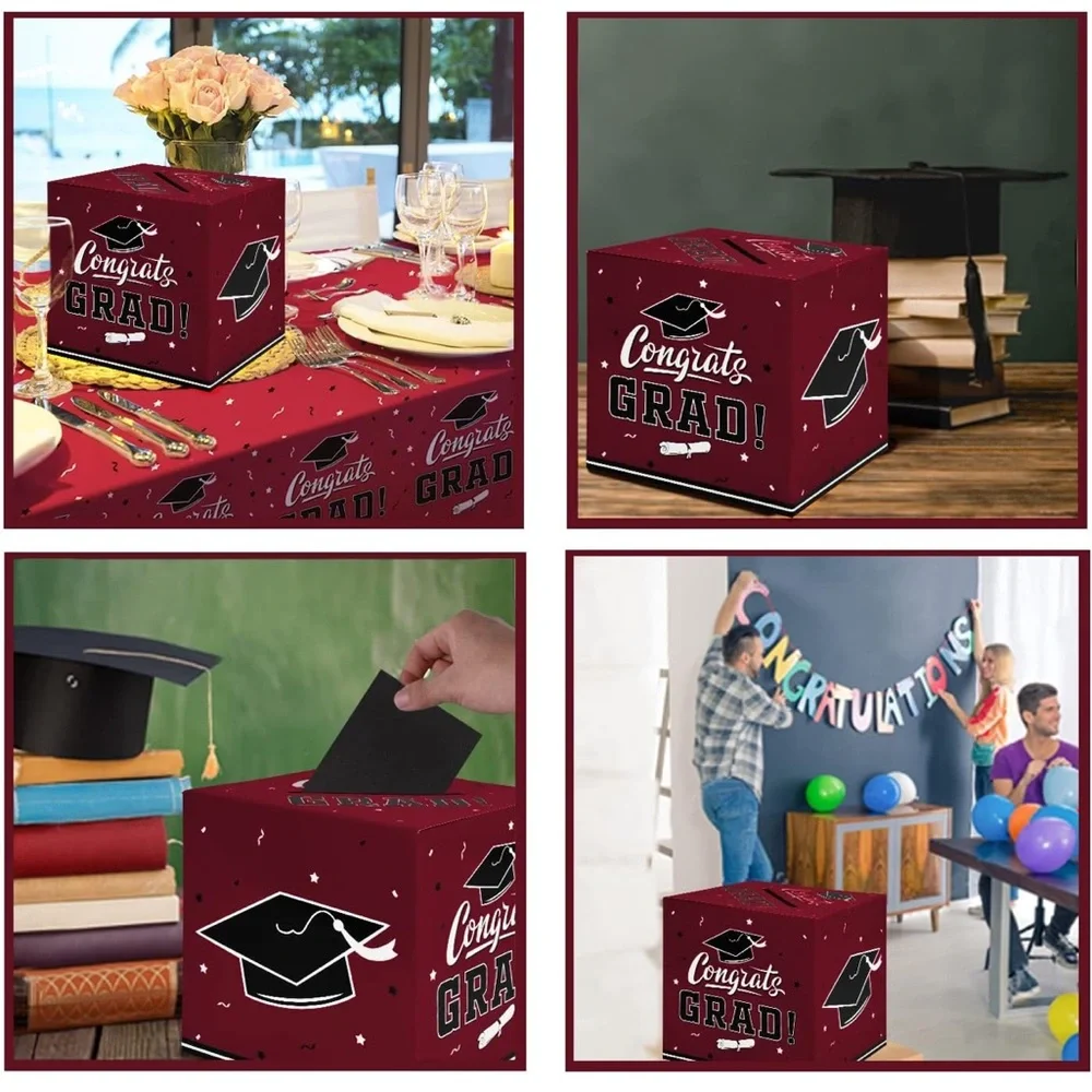 Graduation Party Gift Box - Maroon and Black